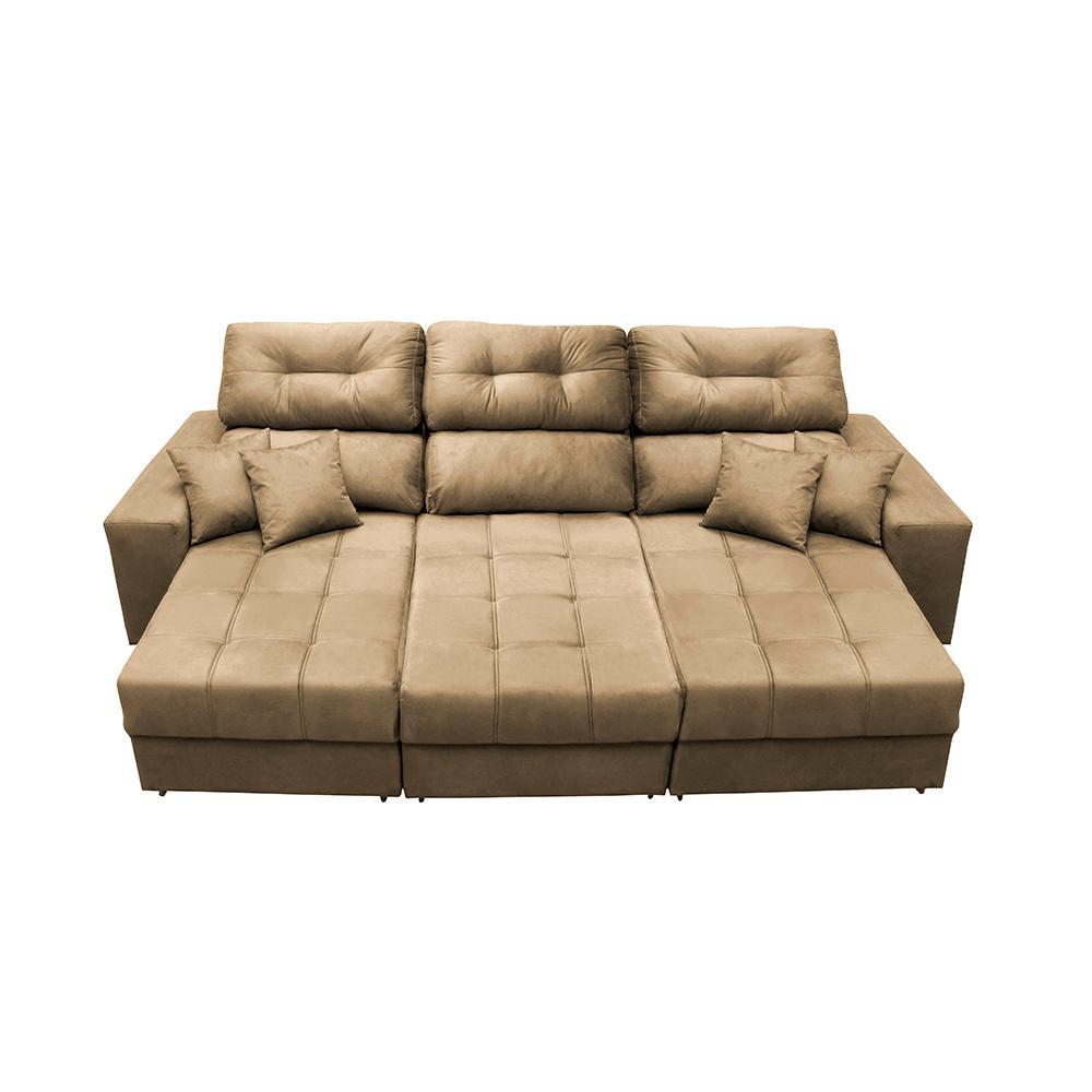Sofá Retrátil e Reclinável Cama inBox Diamond 2,25m Tecido Suede Velusoft Castor - 5