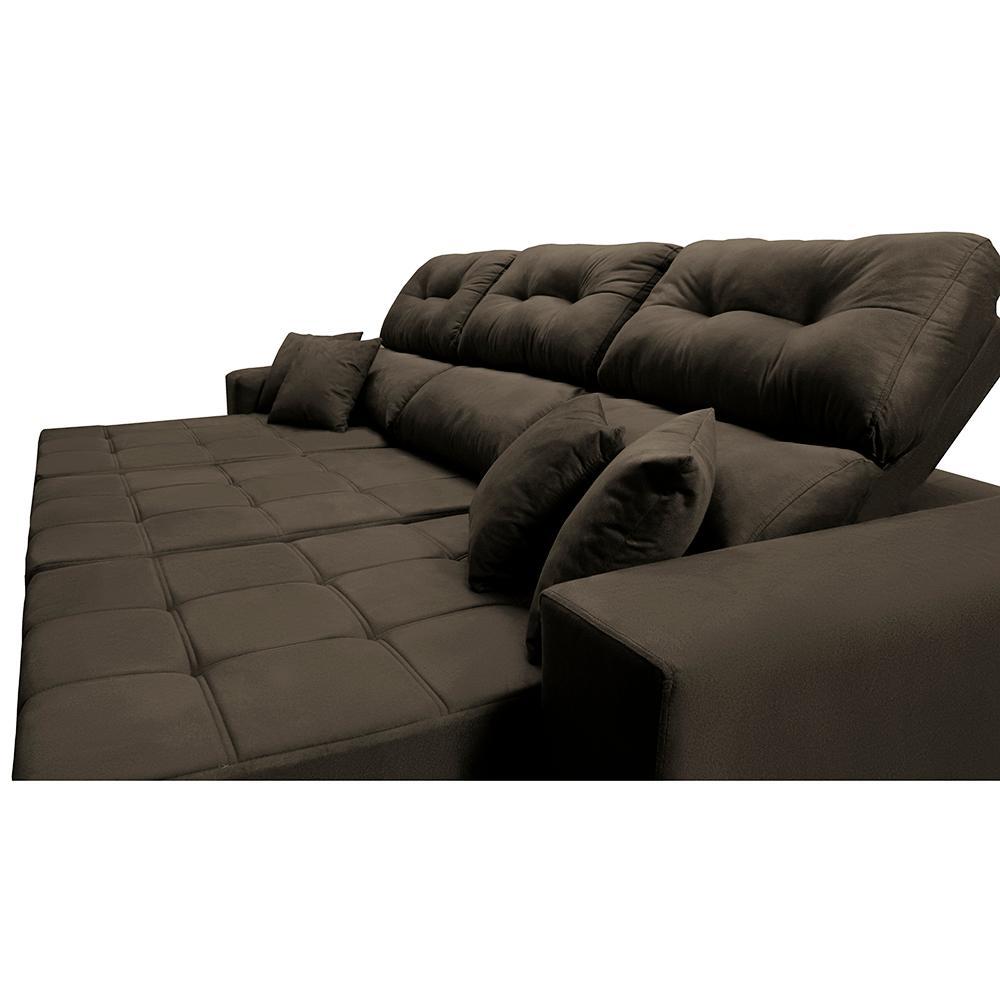 Sofá Retrátil e Reclinável Cama inBox Diamond 2,25m Tecido Suede Velusoft Café - 4