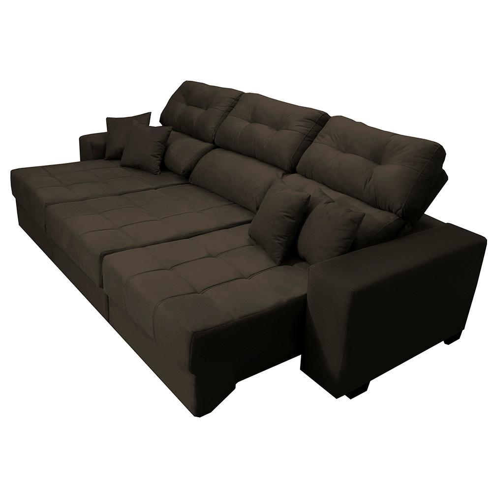 Sofá Retrátil e Reclinável Cama inBox Diamond 2,25m Tecido Suede Velusoft Café - 8