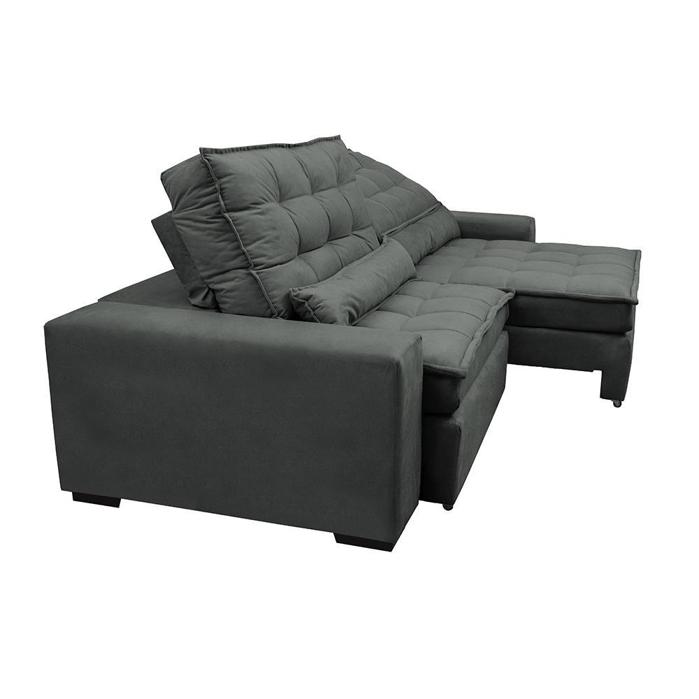 Sofá Retrátil e Reclinável com Molas Ensacadas Cama inBox Gold 2,32m Tecido Suede Velusoft Cinza - 8