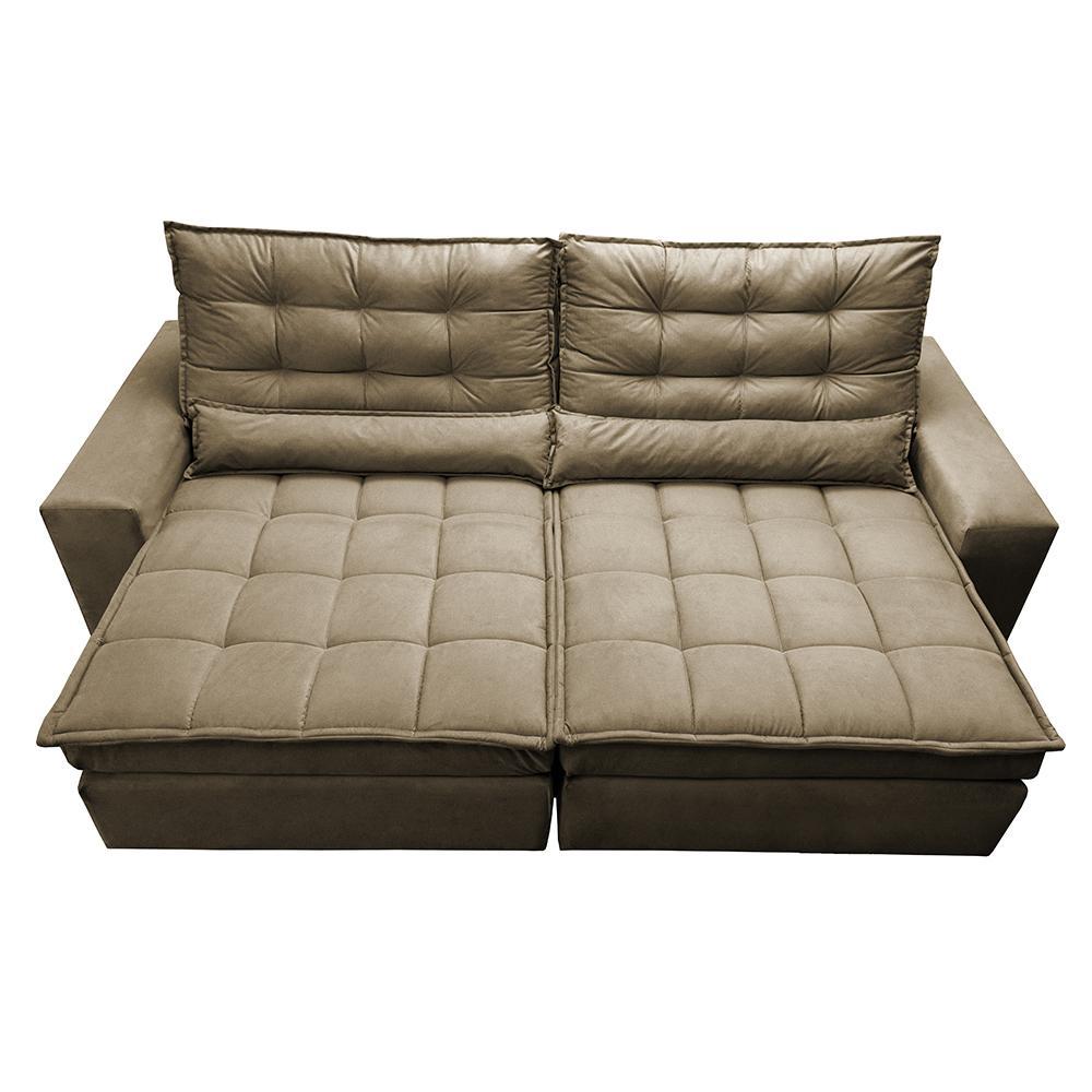Sofá Retrátil e Reclinável com Molas Ensacadas Cama inBox Gold 2,32m Tecido Suede Velusoft Castor - 5