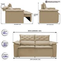 Sofá Retrátil e Reclinável Cama inBox Compact 1,50m Tecido Suede Velusoft Bege - 2