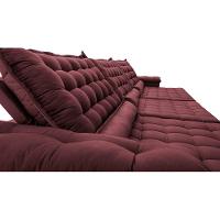 Sofá Retrátil e Reclinável 4,15m Molas Ensacadas Cama inBox Big Space com Bordado 3D Velusoft Vinho