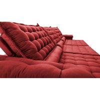 Sofá Retrátil e Reclinável 4,15m Molas Ensacadas Cama inBox Big Space com Bordado Velusoft Vermelho
