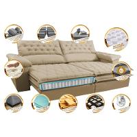 Sofá Retrátil e Reclinável Molas Ensacadas Cama inBox Botonê 2,52m Espuma Viscoelástico Suede Bege - 3