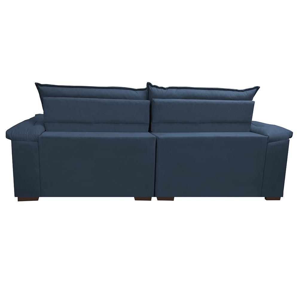 Sofá Retrátil e Reclinável Molas Ensacadas Cama inBox Botonê 2,52m Espuma Viscoelástico Suede Azul - 6