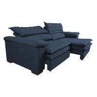 Sofá Retrátil e Reclinável Molas Ensacadas Cama inBox Botonê 2,52m Espuma Viscoelástico Suede Azul - 8