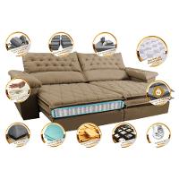 Sofá Retrátil e Reclinável Molas Ensacadas Cama inBox Botonê 2,52m Espuma Viscoelástico Suede Castor - 3
