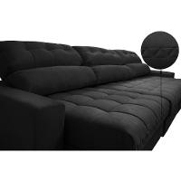 Sofá Retrátil e Reclinável com Molas Ensacadas Cama inBox Master 3,22m Tecido Suede Preto