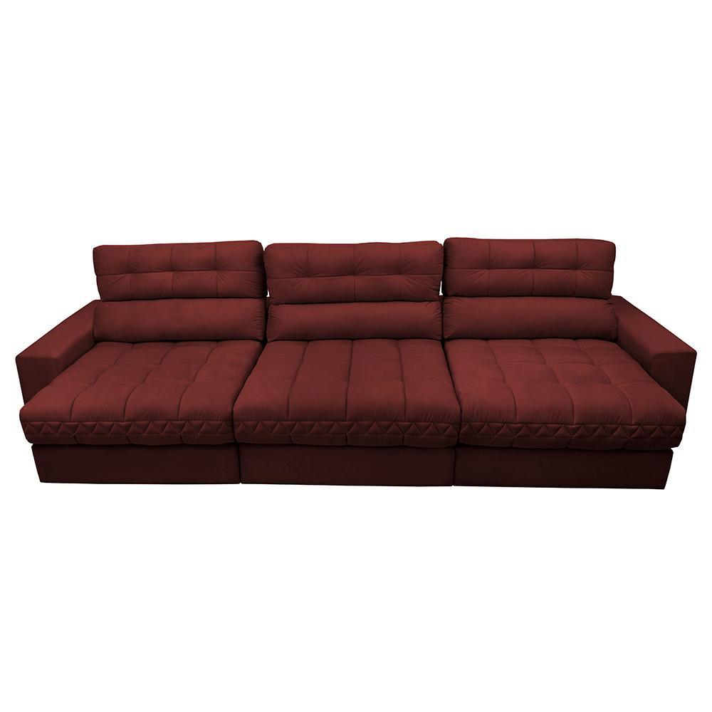 Sofá Retrátil e Reclinável com Molas Ensacadas Cama inBox Master 3,22m Tecido Suede Vermelho - 5