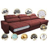 Sofá Retrátil e Reclinável com Molas Ensacadas Cama inBox Master 3,22m Tecido Suede Vermelho - 3