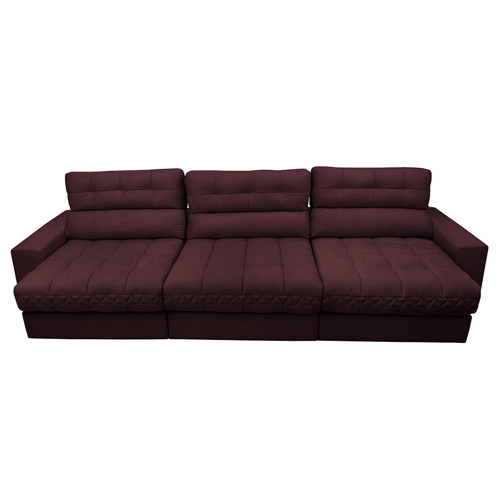 Sofá Retrátil e Reclinável com Molas Ensacadas Cama inBox Master 3,22m Tecido Suede Vinho - 5
