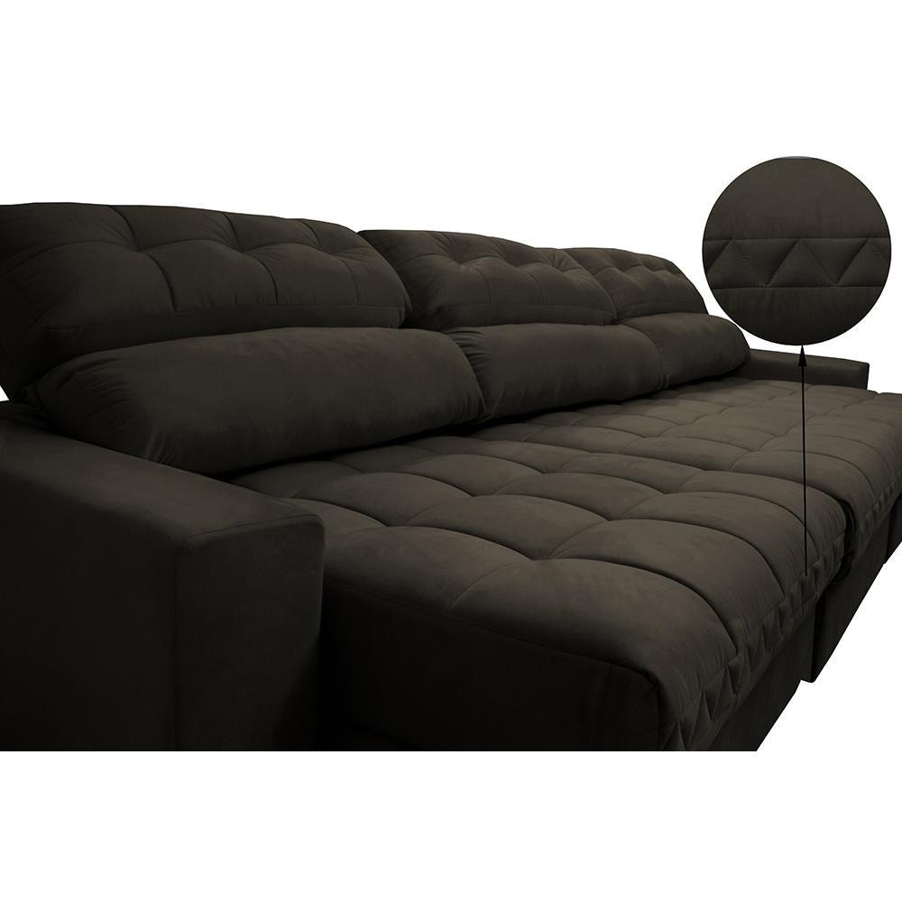 Sofá Retrátil e Reclinável com Molas Ensacadas Cama inBox Master 3,22m Tecido Suede Café - 4