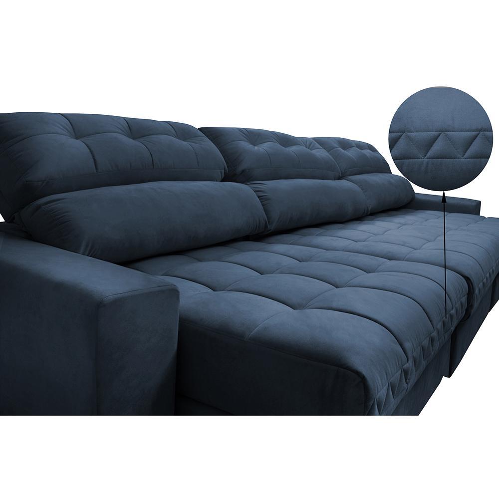 Sofá Retrátil e Reclinável com Molas Ensacadas Cama inBox Master 3,22m Tecido Suede Azul - 4
