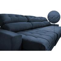 Sofá Retrátil e Reclinável com Molas Ensacadas Cama inBox Master 3,22m Tecido Suede Azul