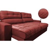 Sofá Retrátil e Reclinável com Molas Ensacadas Cama inBox Master 2,72m Tecido Suede Vermelho