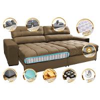 Sofá Retrátil e Reclinável com Molas Ensacadas Cama inBox Master 2,72m Tecido Suede Castor - 3