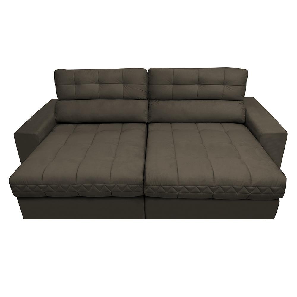 Sofá Retrátil e Reclinável com Molas Ensacadas Cama inBox Master 2,72m Tecido Suede Café - 5