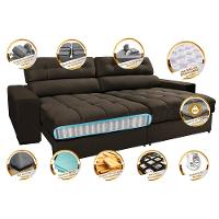 Sofá Retrátil e Reclinável com Molas Ensacadas Cama inBox Master 2,72m Tecido Suede Café - 3