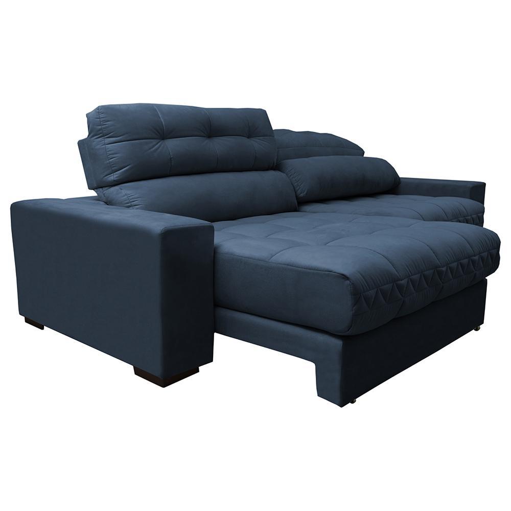 Sofá Retrátil e Reclinável com Molas Ensacadas Cama inBox Master 2,72m Tecido Suede Azul - 7