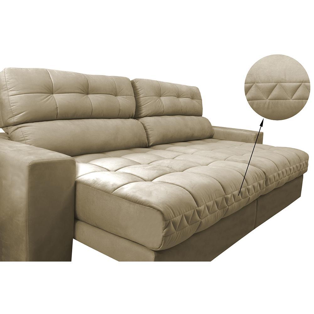 Sofá Retrátil e Reclinável com Molas Ensacadas Cama inBox Master 2,72m Tecido Suede Bege - 4