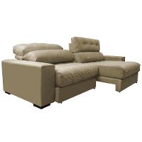 Sofá Retrátil e Reclinável com Molas Ensacadas Cama inBox Master 2,72m Tecido Suede Bege - 8
