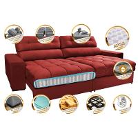 Sofá Retrátil e Reclinável com Molas Ensacadas Cama inBox Master 2,52m Tecido Suede Vermelho - 3