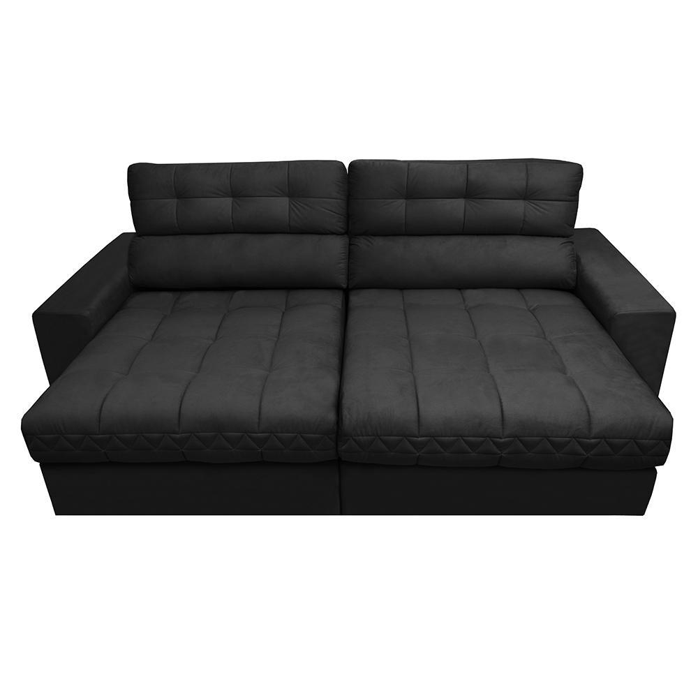 Sofá Retrátil e Reclinável com Molas Ensacadas Cama inBox Master 2,52m Tecido Suede Preto - 5