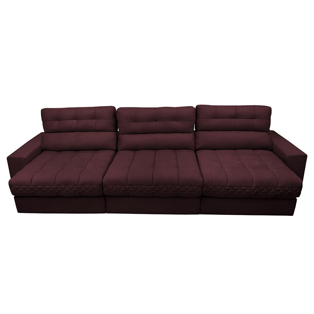 Sofá Retrátil e Reclinável com Molas Ensacadas Cama Inbox Master 3,82m Tecido Suede Vinho - 5