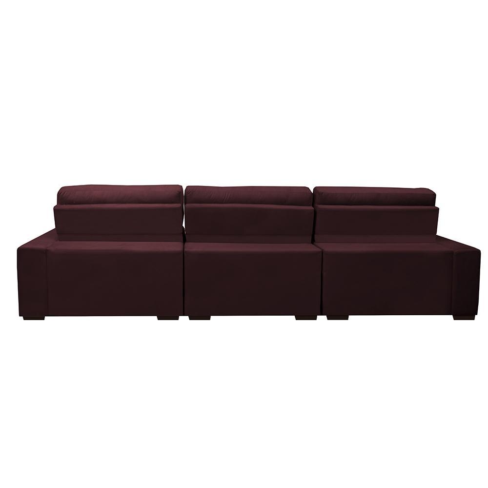 Sofá Retrátil e Reclinável com Molas Ensacadas Cama Inbox Master 3,82m Tecido Suede Vinho - 6