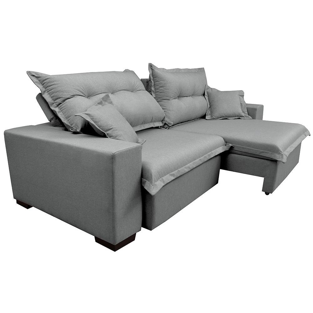 Sofá Retrátil e Reclinável com Molas Ensacadas Cama inBox Prime 2,12m Tecido Linho Cinza Claro - 8