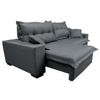 Sofá Retrátil e Reclinável com Molas Ensacadas Cama inBox Prime 2,12m Tecido Linho Cinza Escuro - 7