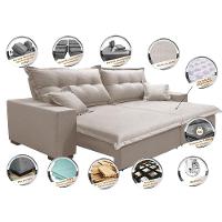 Sofá Retrátil e Reclinável com Molas Ensacadas Cama inBox Prime 2,12m Tecido Linho Bege Claro - 3