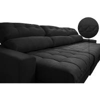 Sofá Retrátil e Reclinável com Molas Ensacadas Cama Inbox Master 3,82m Tecido Suede Preto