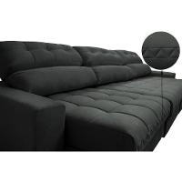 Sofá Retrátil e Reclinável com Molas Ensacadas Cama Inbox Master 3,82m Tecido Suede Cinza