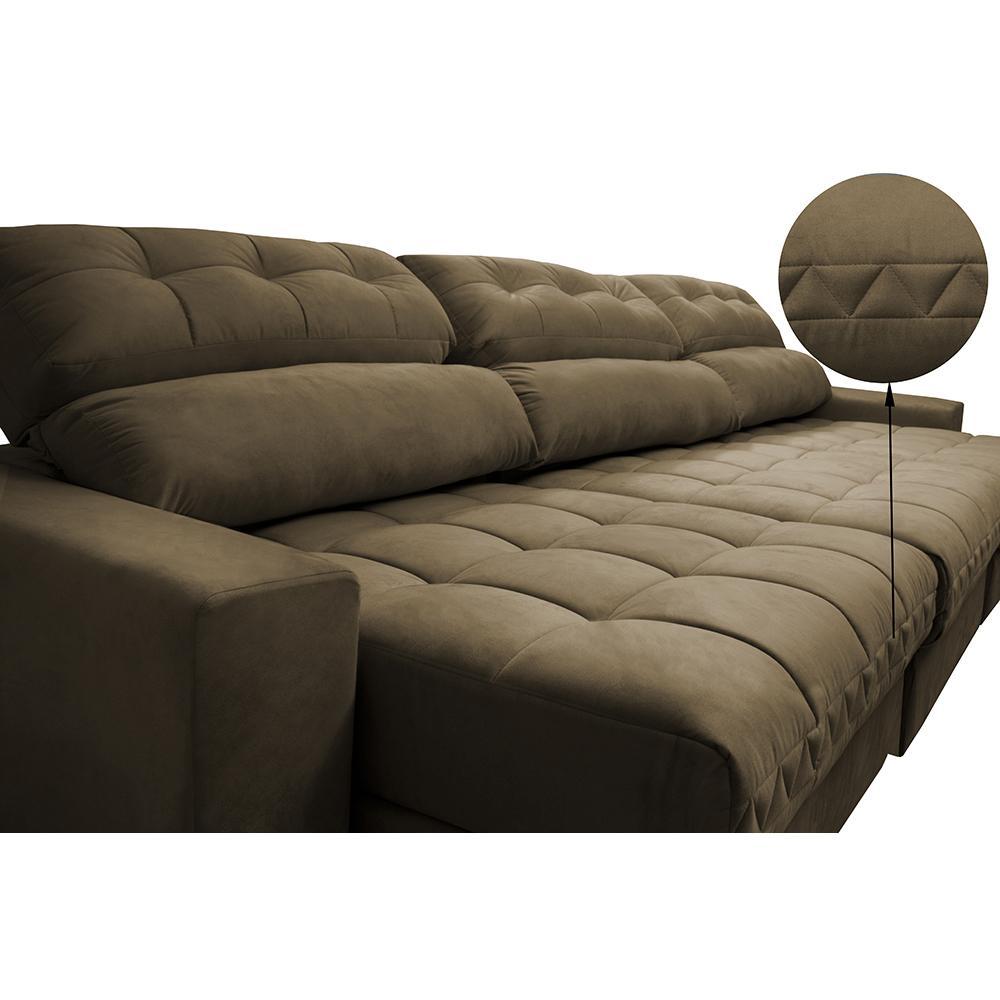 Sofá Retrátil e Reclinável com Molas Ensacadas Cama Inbox Master 3,82m Tecido Suede Castor - 4