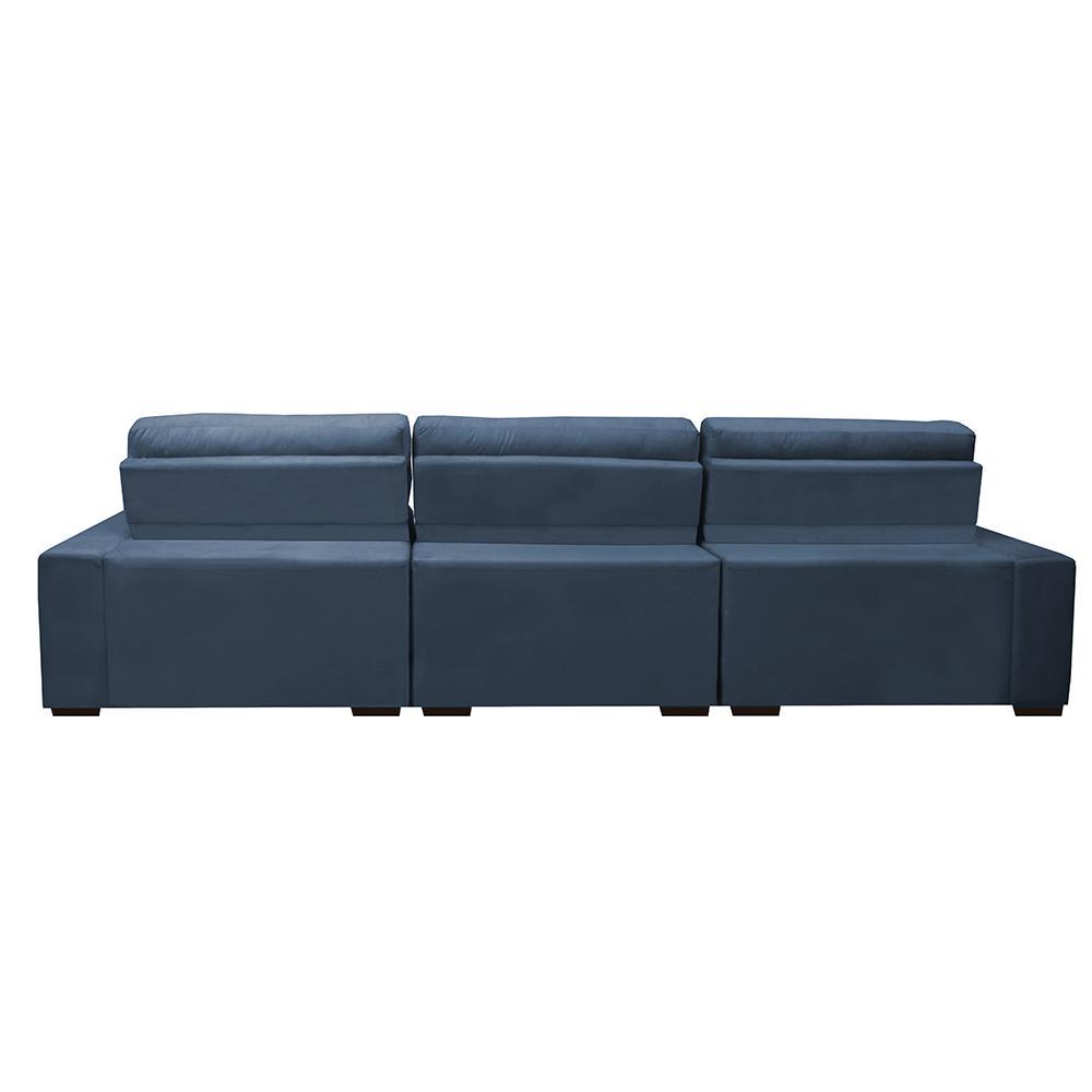 Sofá Retrátil e Reclinável com Molas Ensacadas Cama Inbox Master 3,82m Tecido Suede Azul - 6
