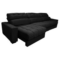 Sofá Retrátil e Reclinável com Molas Ensacadas Cama Inbox Master 3,52m Tecido Suede Preto - 7