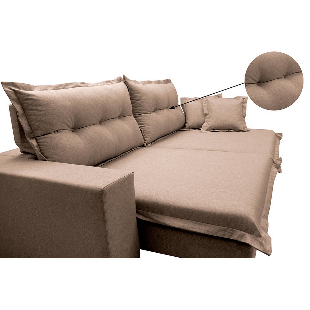 Sofá Retrátil e Reclinável com Molas Ensacadas Cama inBox Prime 2,92m Tecido Linho Bege Escuro - 4