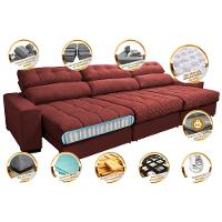 Sofá Retrátil e Reclinável com Molas Ensacadas Cama Inbox Master 3,52m Tecido Suede Vermelho - 3
