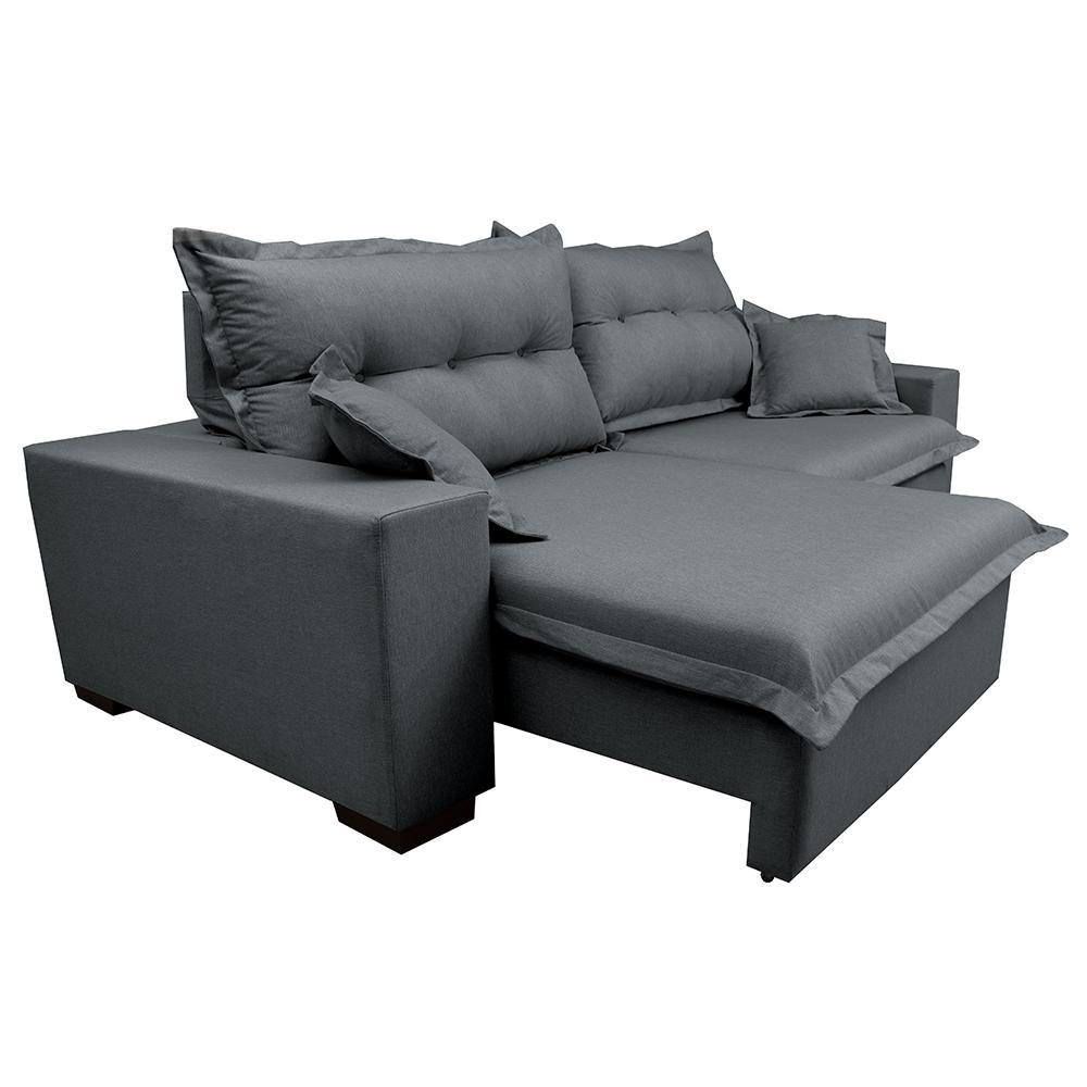 Sofá Retrátil e Reclinável com Molas Ensacadas Cama inBox Prime 2,72m Tecido Linho Cinza Escuro - 7