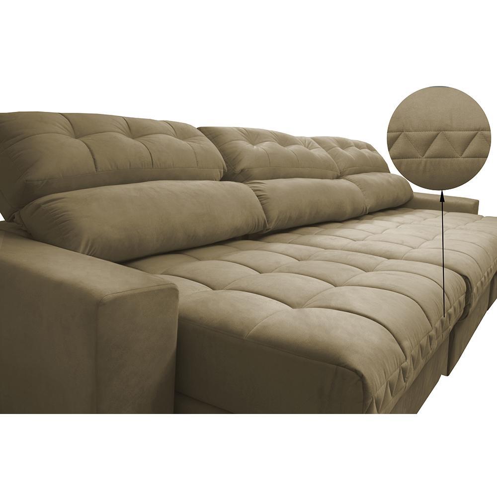 Sofá Retrátil e Reclinável com Molas Ensacadas Cama Inbox Master 3,52m Tecido Suede Bege - 4