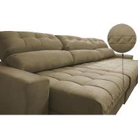 Sofá Retrátil e Reclinável com Molas Ensacadas Cama Inbox Master 3,52m Tecido Suede Bege