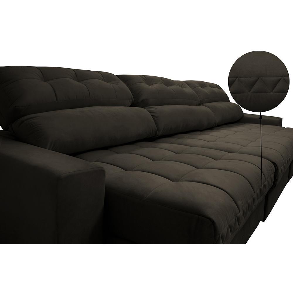 Sofá Retrátil e Reclinável com Molas Ensacadas Cama Inbox Master 3,52m Tecido Suede Café - 4