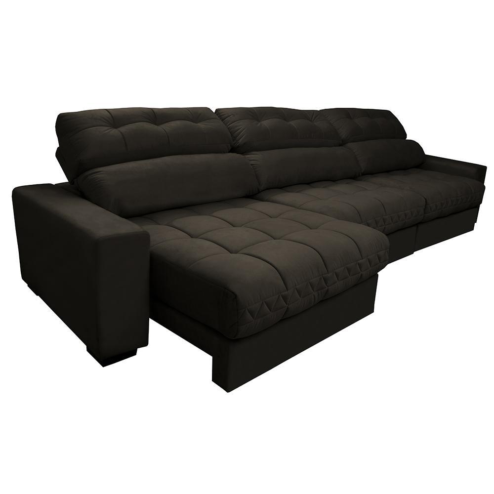 Sofá Retrátil e Reclinável com Molas Ensacadas Cama Inbox Master 3,52m Tecido Suede Café - 7