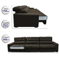 Sofá Retrátil e Reclinável com Molas Ensacadas Cama Inbox Master 3,52m Tecido Suede Café - 2
