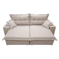 Sofá Retrátil e Reclinável com Molas Ensacadas Cama inBox Prime 2,72m Tecido Linho Bege Claro - 5