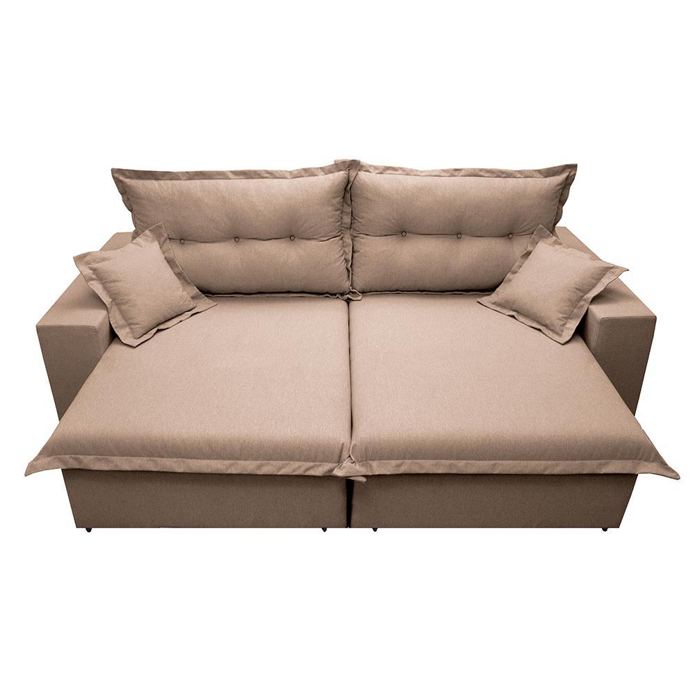 Sofá Retrátil e Reclinável com Molas Ensacadas Cama inBox Prime 2,72m Tecido Linho Bege Escuro - 5