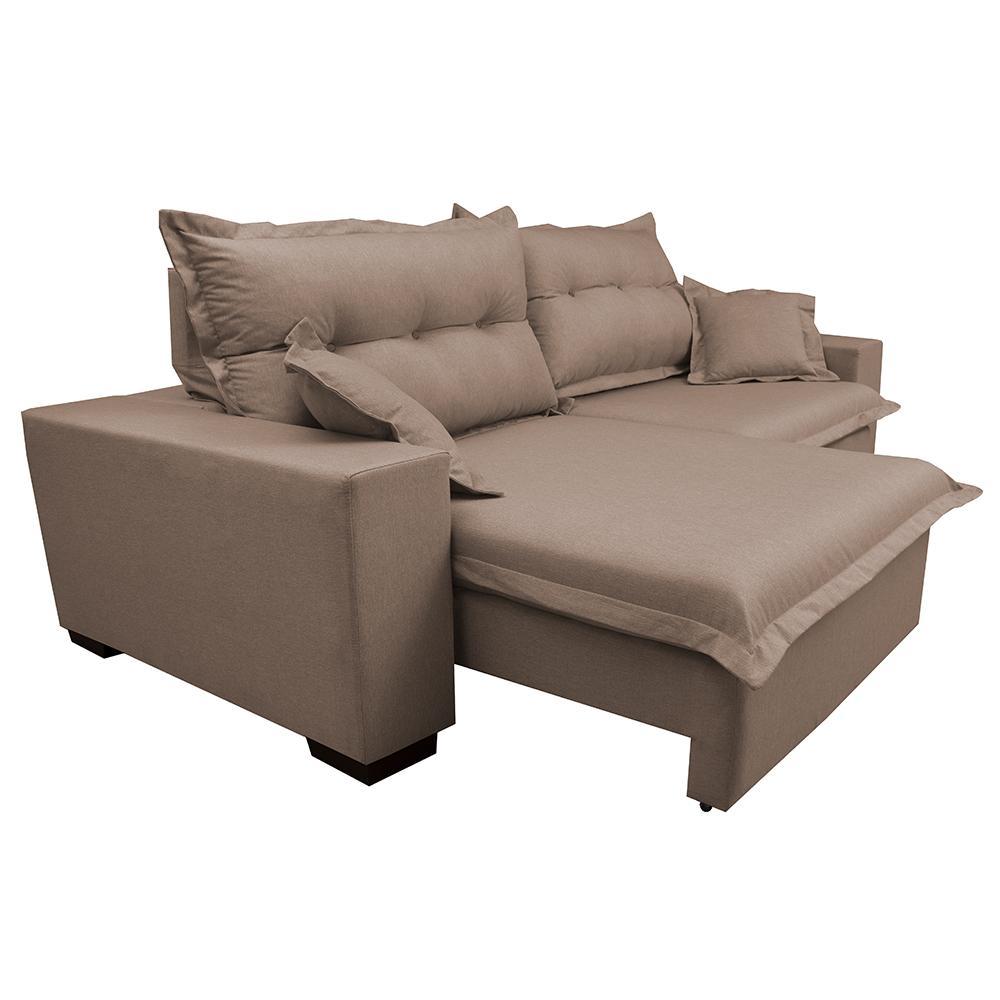 Sofá Retrátil e Reclinável com Molas Ensacadas Cama inBox Prime 2,72m Tecido Linho Bege Escuro - 7