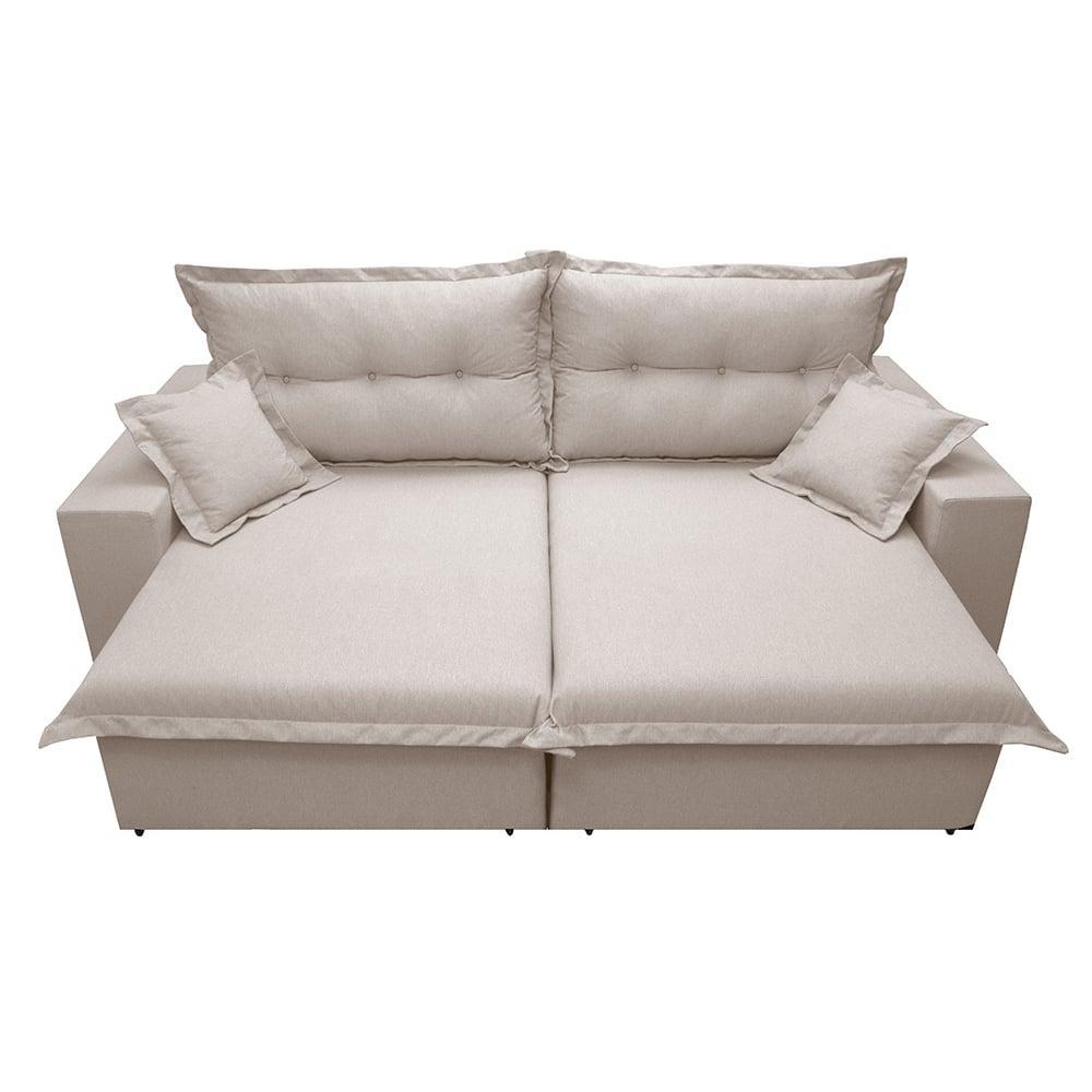 Sofá Retrátil e Reclinável com Molas Ensacadas Cama inBox Prime 2,52m Tecido Linho Bege Claro - 5